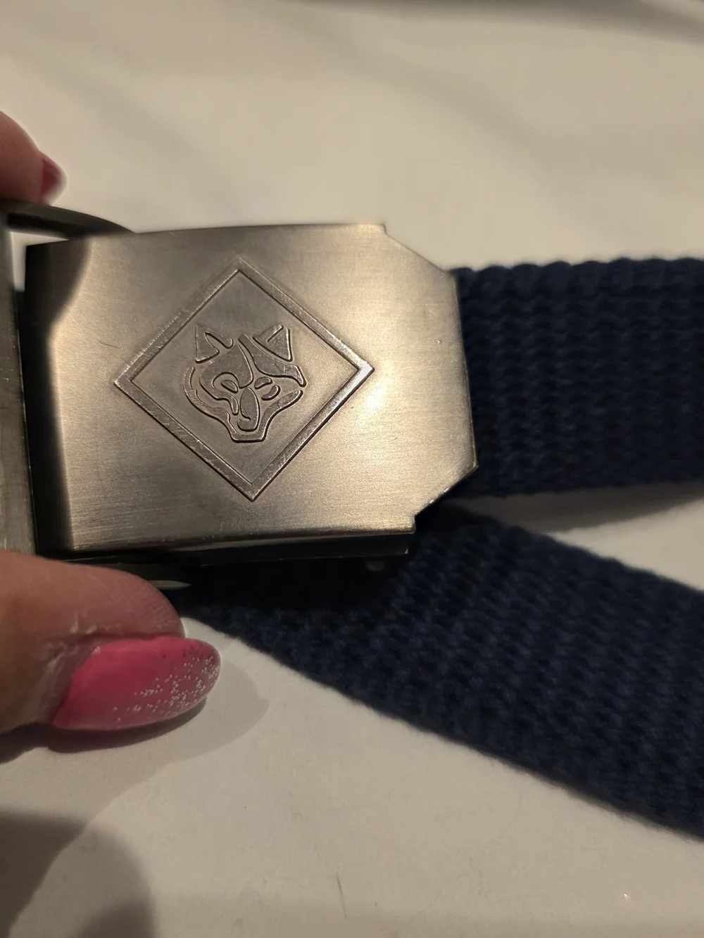 Cub Scout Scouting USA BSA  S/M 30” Blue Uniform Belt Silver Wolf Buckle Scouts